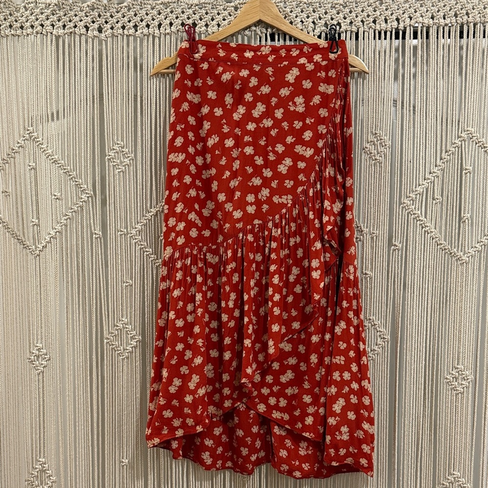 Madewell Ruffle Wrap Midi Floral Skirt